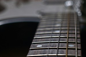 Close-up of the neck of a guitar